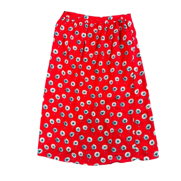 J.Crew Red Floral Wrap Midi Skirt Boho Cottagecore Feminine Size L - Picture 3 of 7